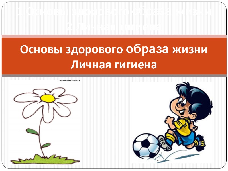 Основы здорового образа жизни Личная гигиена 1.Основы здорового образа жизни 2.Личная гигиена